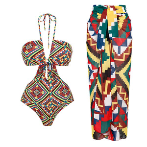 The Thalassa One-Piece Swimsuit Sarong Set