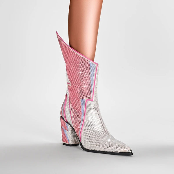 The Bellona Rhinestone High Heel Boots